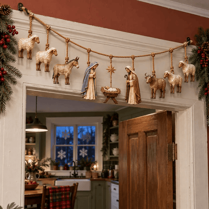 🎄🙏 Bethlehem Blessing™ | Wooden Nativity Garland