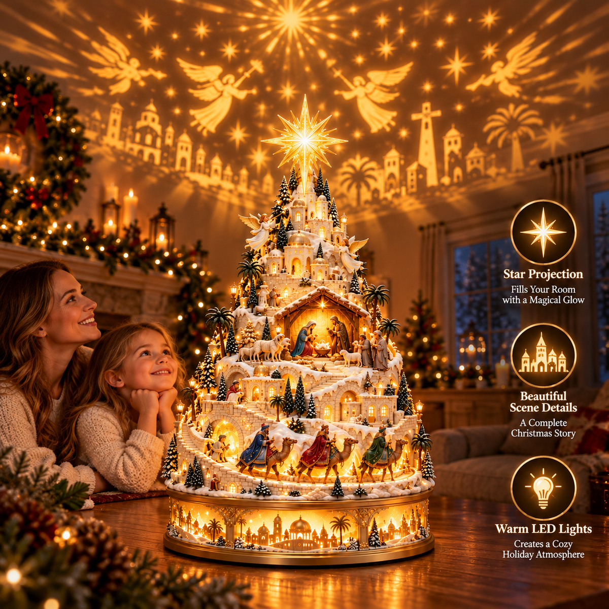 ✝️🎄 Bethlehem Village Glow™ | Lighted Nativity Christmas Centerpiece
