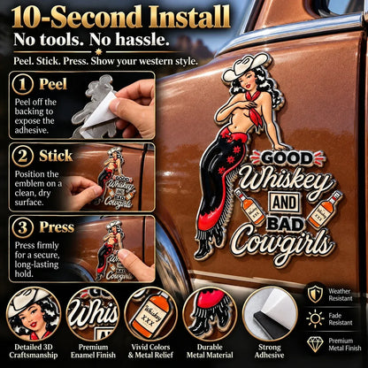 🤠 Whiskey & Wild Cowgirls | Rustic Western Car Badge