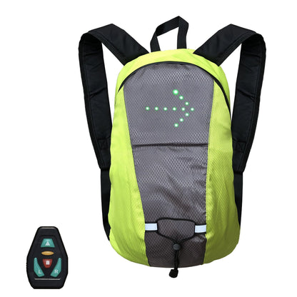 🚴 15L LED Warning Light Backpack – Wireless Handlebar Remote, 5 Signal Modes & Reflective Strips