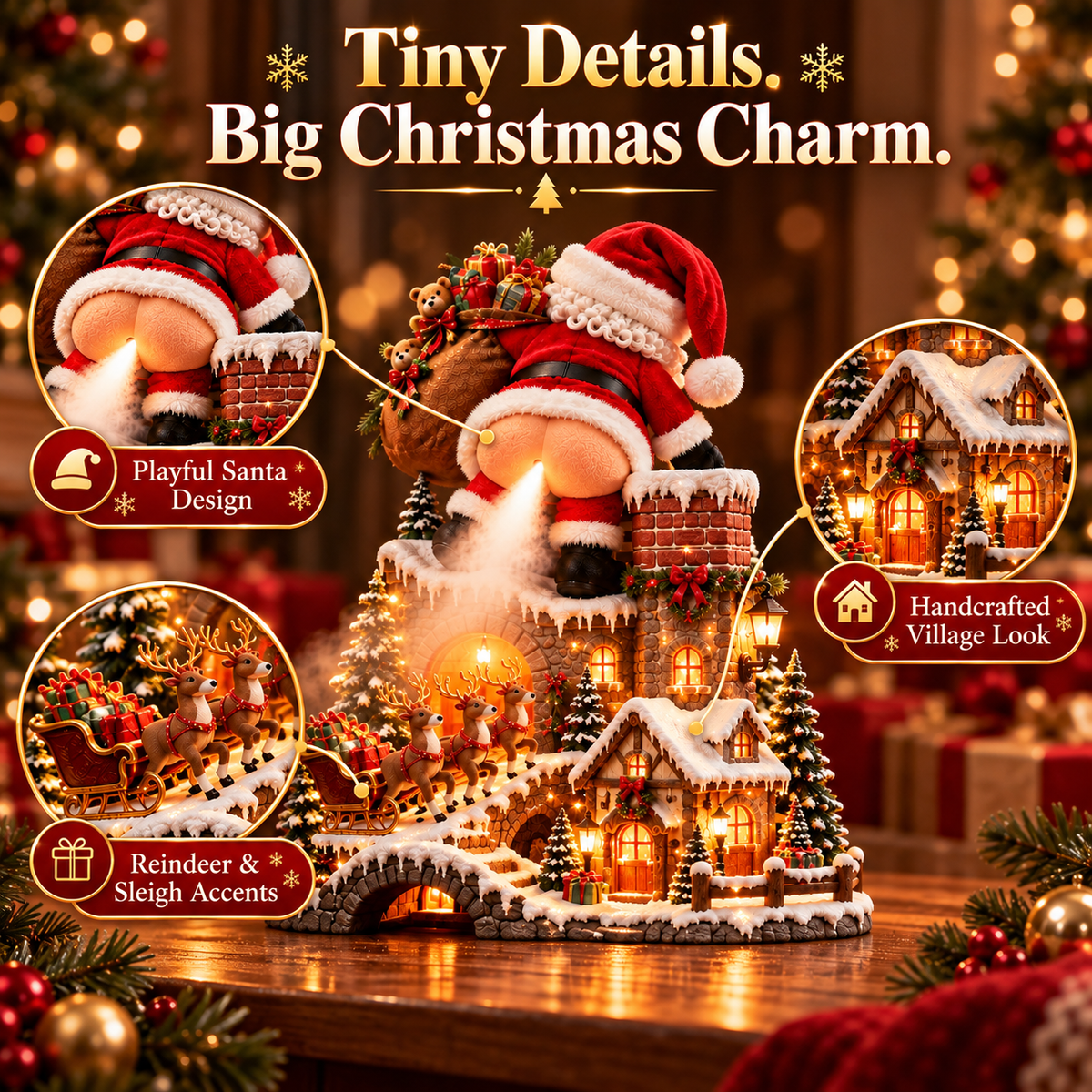 🎅💨 Santa’s Cheeky Mist Village | Lighted Christmas Aroma Diffuser ✨