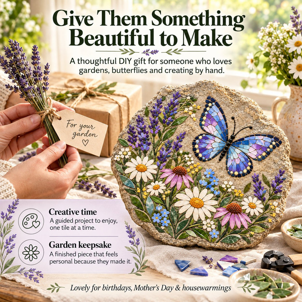 🦋 Piece by Piece, Watch It Bloom | Butterfly Wildflower Mosaic Kit