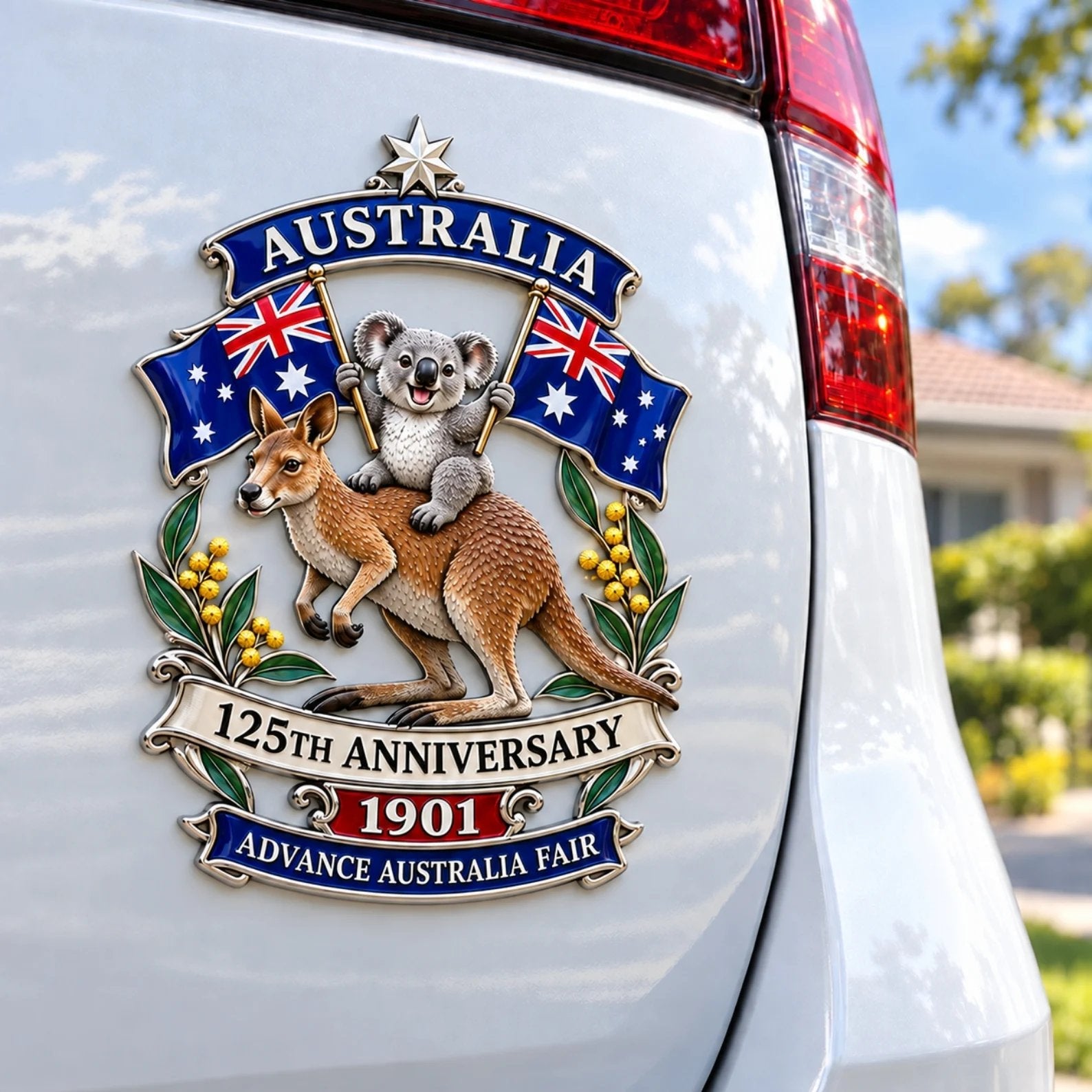 Australia 125th anniversary car emblem