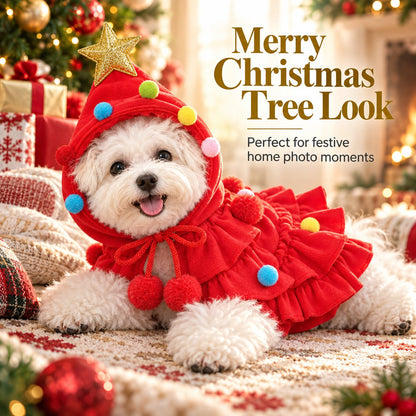 🐶✨ Festive Tree Pet Cape – Cute Christmas Costume for Dogs & Cats