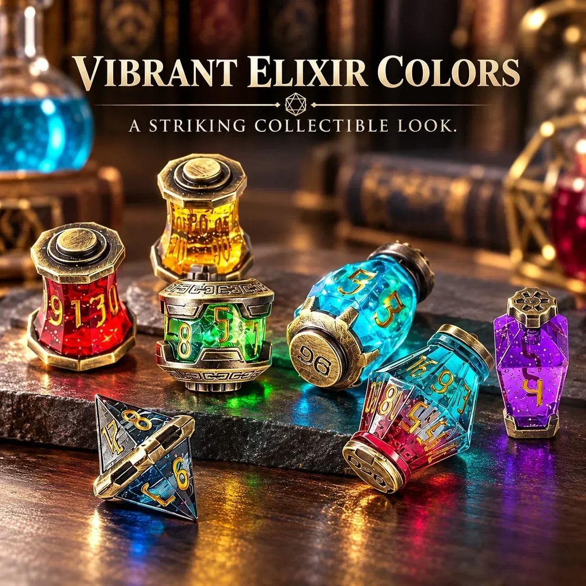 🎲🐉2026 DND Dice Set Alchemist’s Metallic Elixir Metal Dice Set(✨Buy 2 Free Shipping)