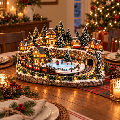 🚂✨ Animated Christmas Train & Ice Rink Scene
