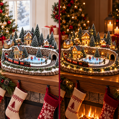 🚂✨ Animated Christmas Train & Ice Rink Scene