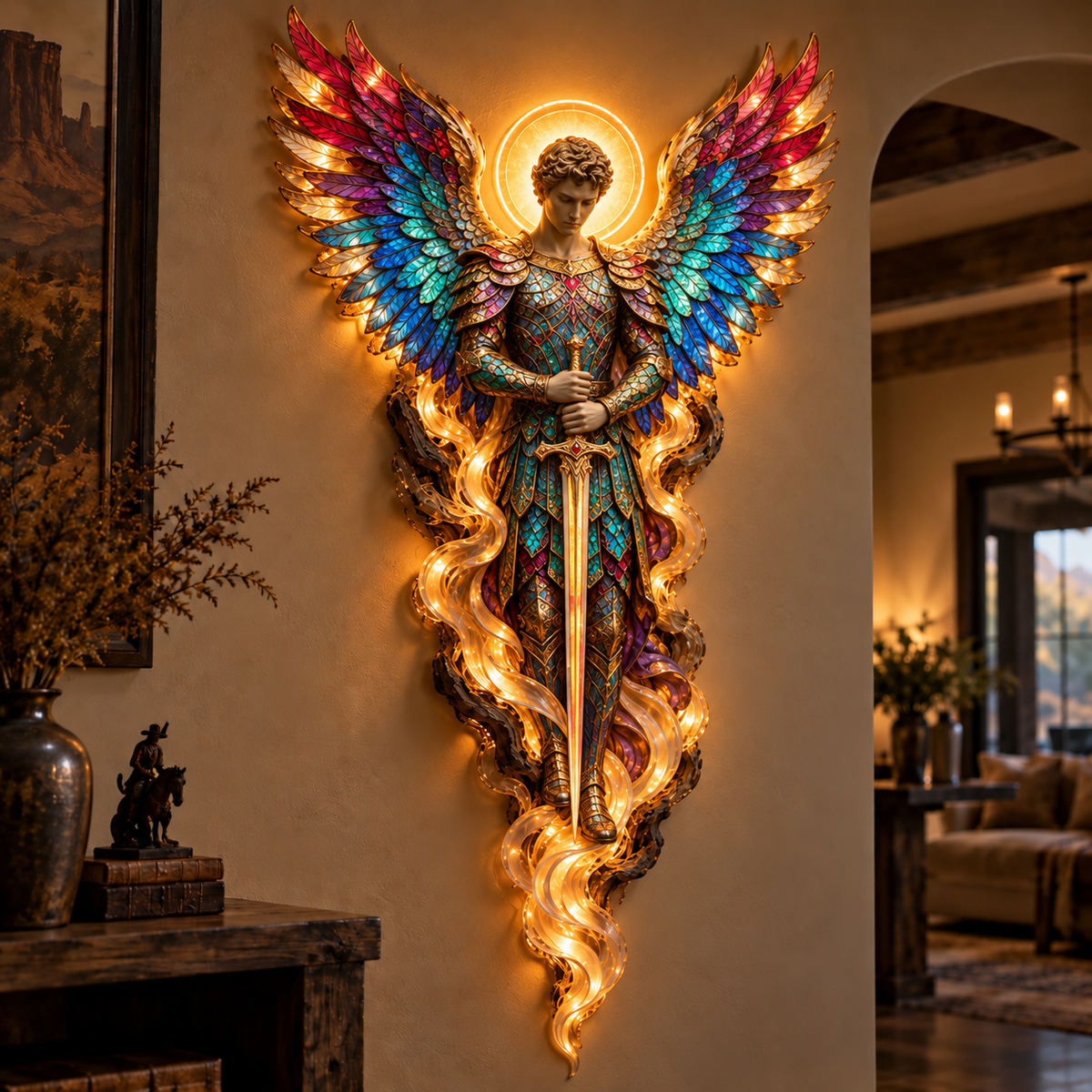 ✝️✨ Heavenly Angel Glow – Illuminated Faith Wall Decor
