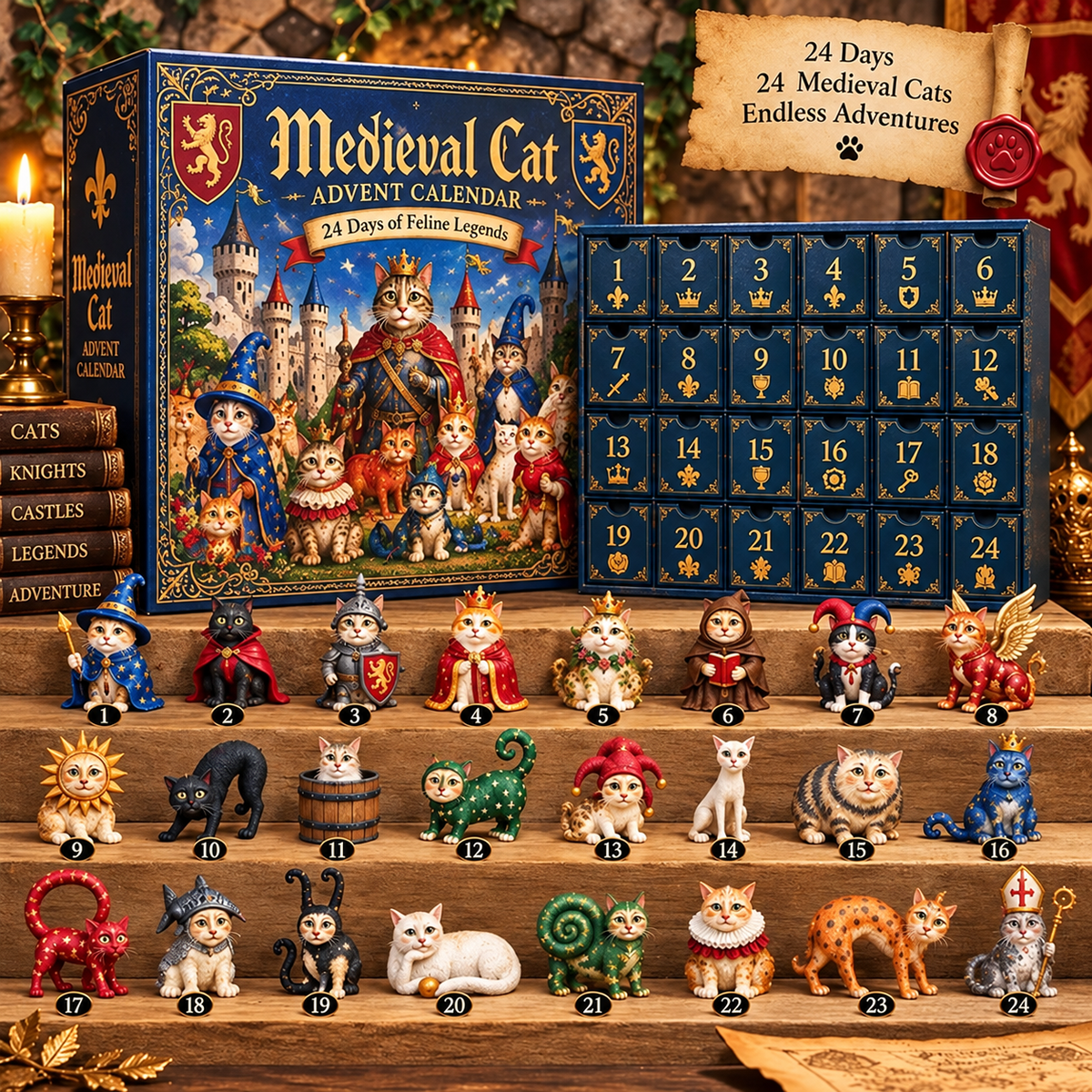 ⚔️🐱 Medieval Cat Kingdom – 24-Day Christmas Advent Calendar