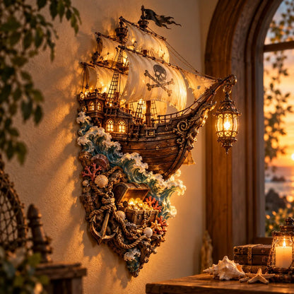 ⛵👻 Phantom Tide™ | Lighted Ghost Ship Nautical Wall Decor