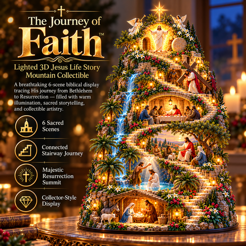 ✝️ The Journey of Faith™ – Lighted 3D Jesus Life Story Mountain with 6 Sacred Biblical Scenes