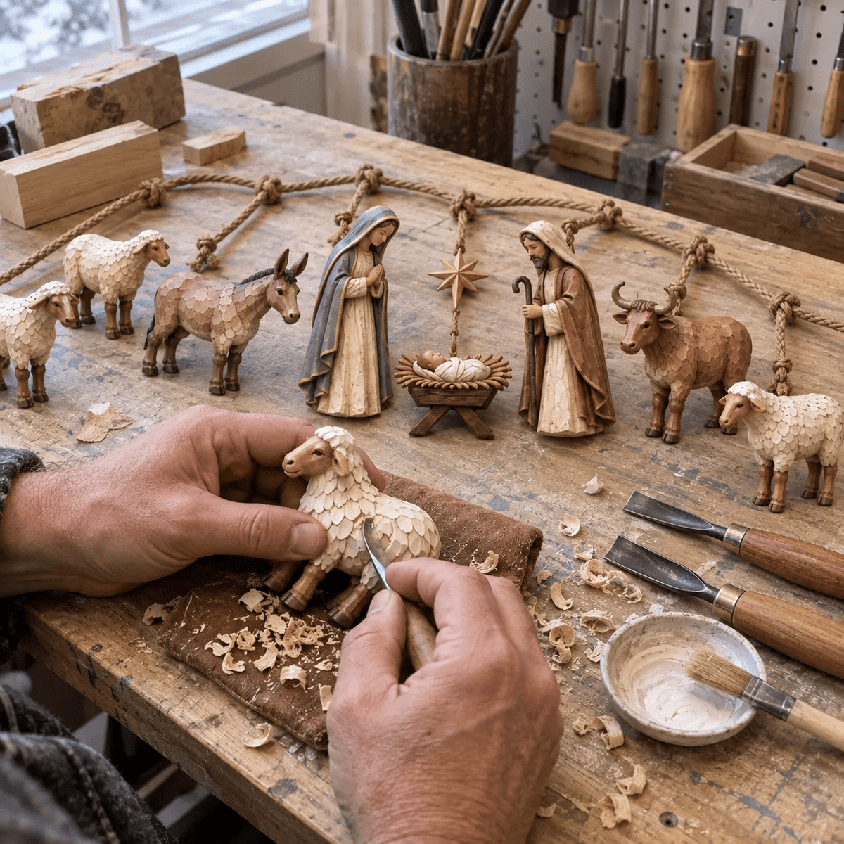 🎄🙏 Bethlehem Blessing™ | Wooden Nativity Garland