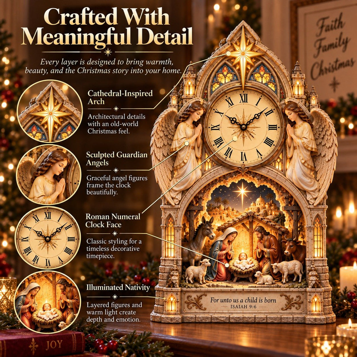 🌟 The First Christmas, Frozen in Time | Lighted Nativity Clock