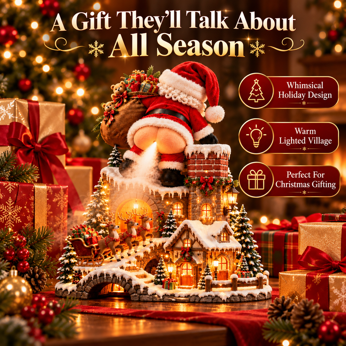 🎅💨 Santa’s Cheeky Mist Village | Lighted Christmas Aroma Diffuser ✨