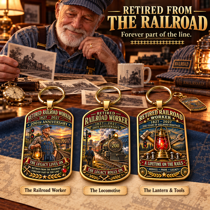 🚂 Built by Generations | Railroad Worker 200th Anniversary Keychain