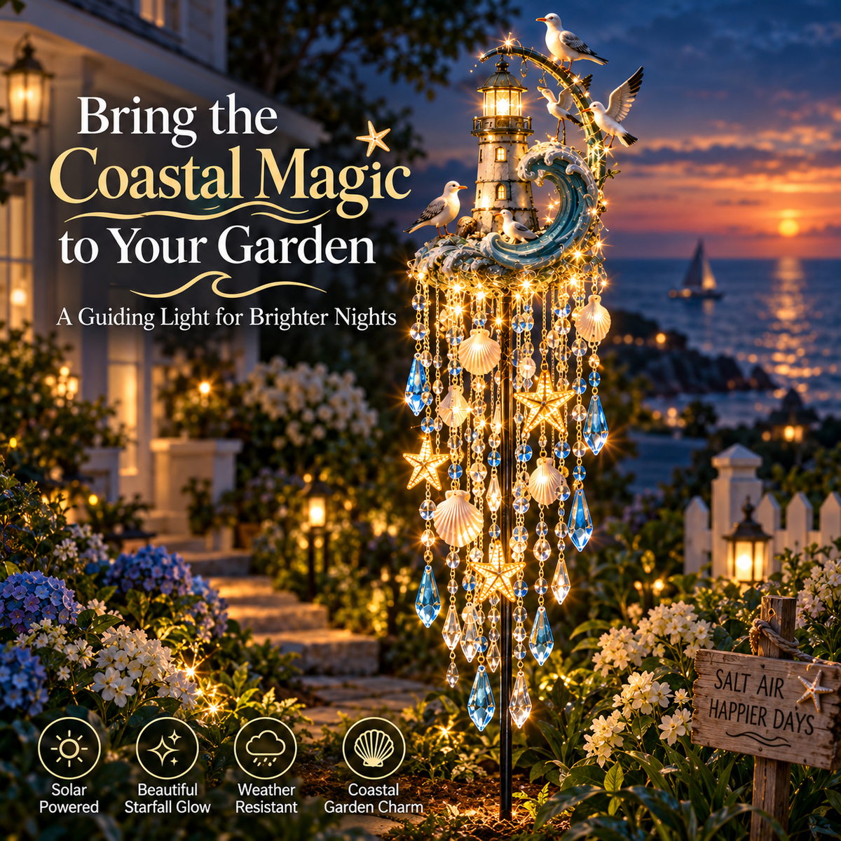 ✨🌊 Lighthouse Tide Glow – Solar Coastal Garden Light