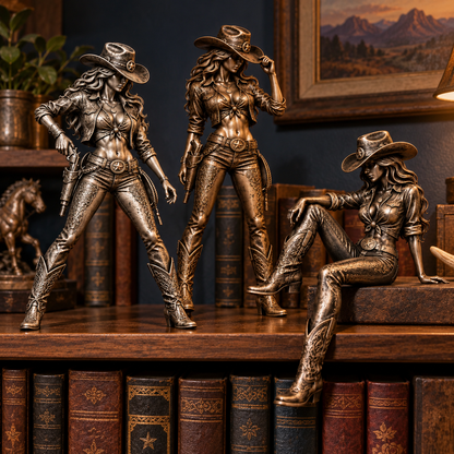 🐎 Spirit of the West | Vintage Cowgirl Bronze Figurine