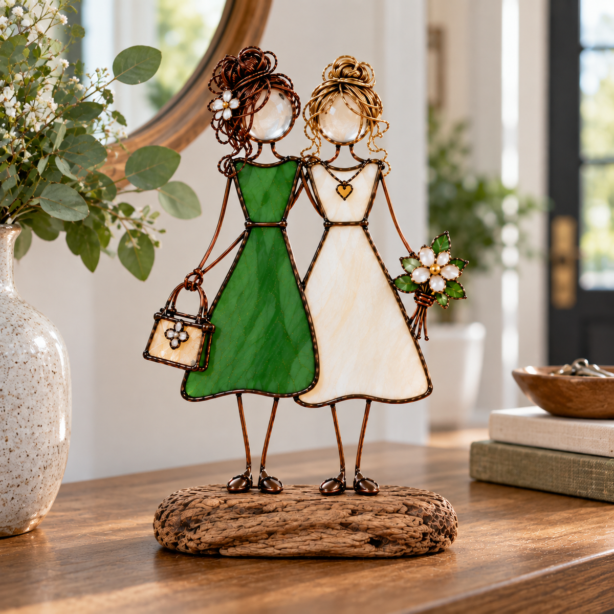💞🪟 Sisters in Light™ | Stained Glass-Inspired Friendship Figurine