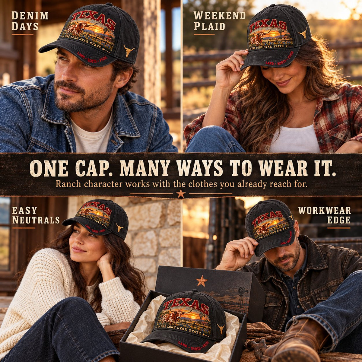 🐂 Lone Star Longhorn Pride | Embroidered Texas Cap