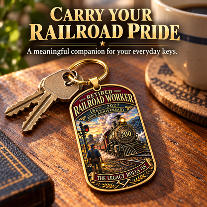🚂 Built by Generations | Railroad Worker 200th Anniversary Keychain
