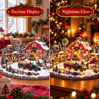 🎄🚜 Christmas at the Red Barn™ | Lighted Farm Village Scene