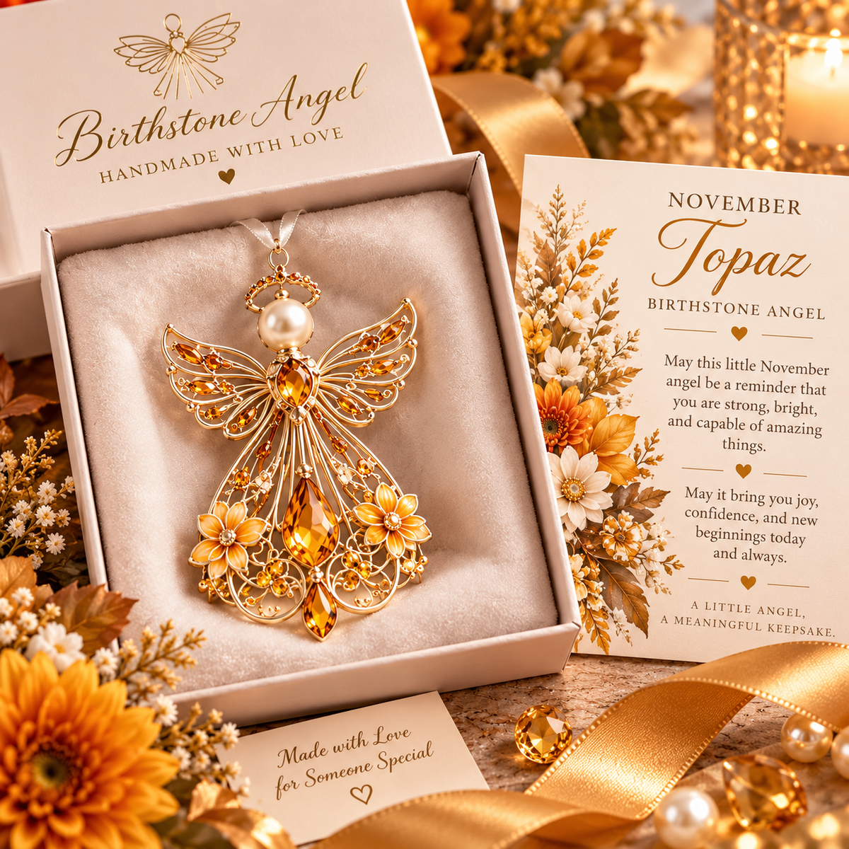 👼💎 Birth Month Guardian Angels — 12 Birthstone-Inspired Angel Figurines for Personalized Gifting