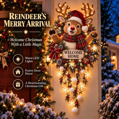 🎄🦉 Christmas Animal Welcome Light — Light-up Woodland-Style Door Decoration
