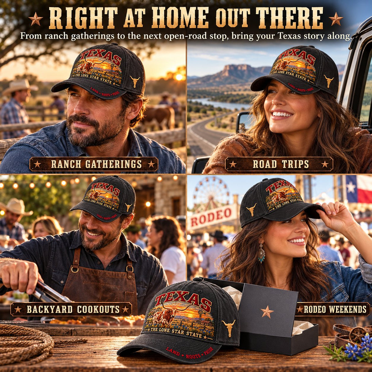 🐂 Lone Star Longhorn Pride | Embroidered Texas Cap