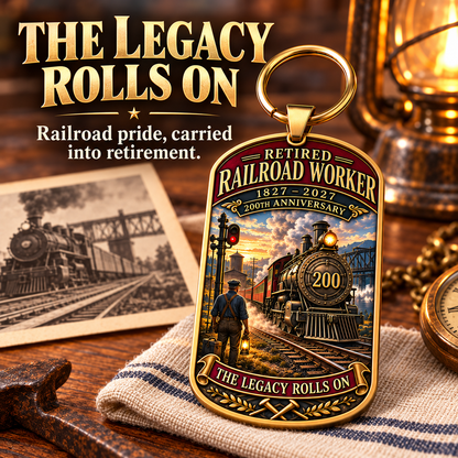 🚂 Built by Generations | Railroad Worker 200th Anniversary Keychain