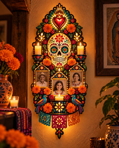 🕯️🌹 Forever in Our Hearts™ | Día de los Muertos Memorial Wall Light