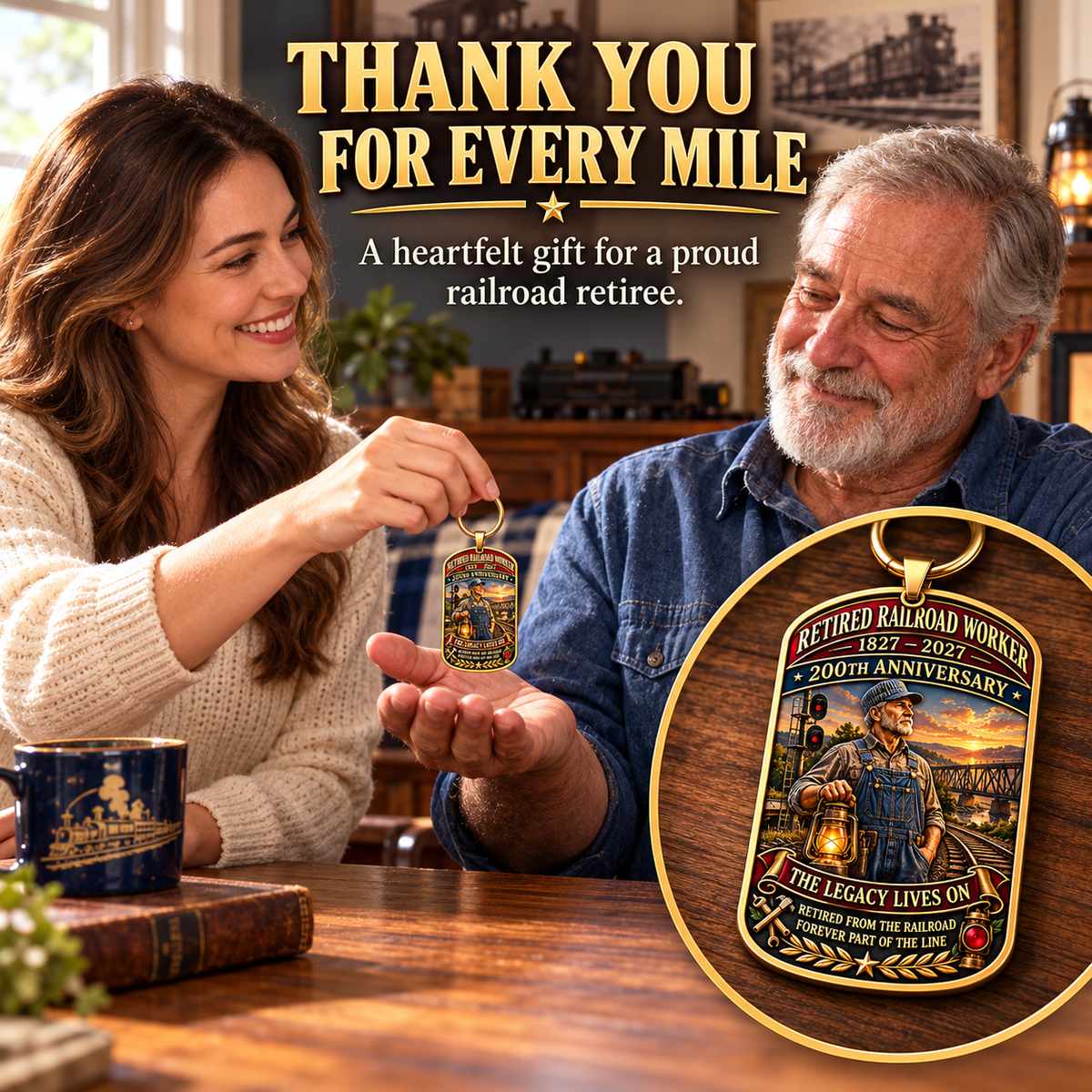 🚂 Built by Generations | Railroad Worker 200th Anniversary Keychain