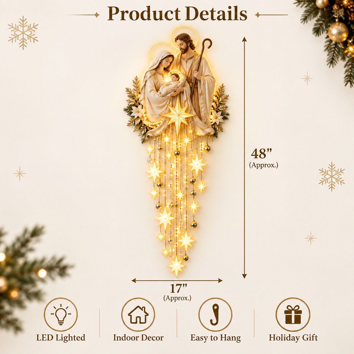 ✝️✨ Bethlehem in Falling Light | Cascading Nativity Wall Art