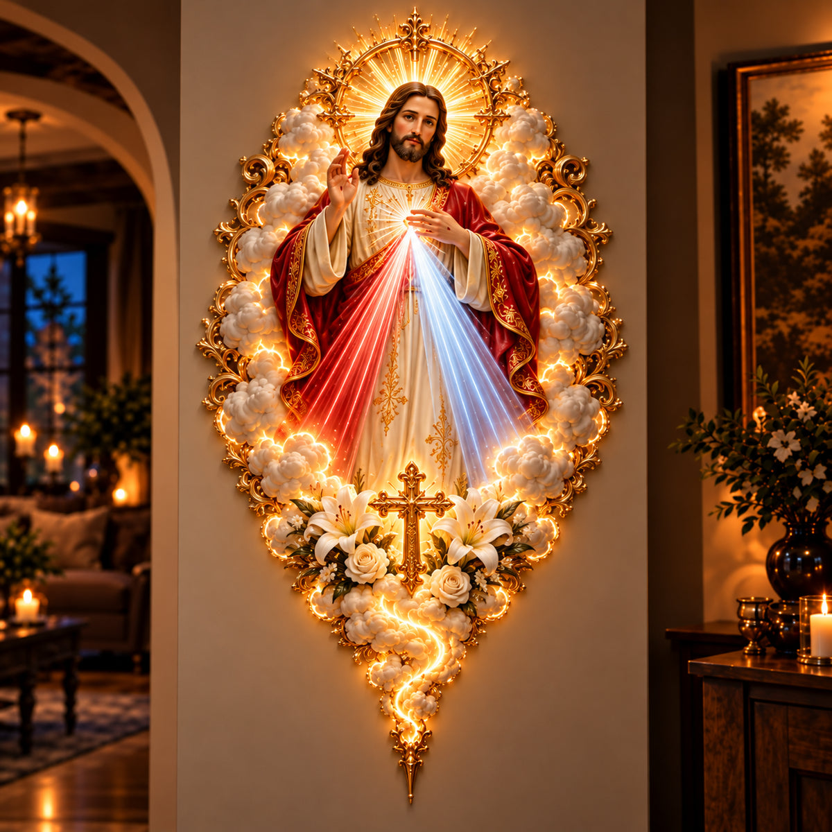 ✝️✨ Mercy in Radiance™ | Divine Mercy Jesus Golden Wall Art