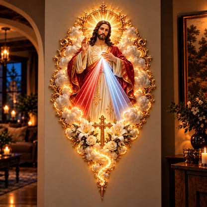 ✝️✨ Mercy in Radiance™ | Divine Mercy Jesus Golden Wall Art