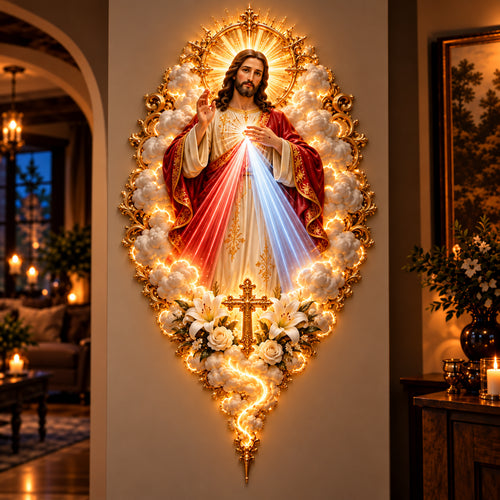 ✝️✨ Mercy in Radiance™ | Divine Mercy Jesus Golden Wall Art
