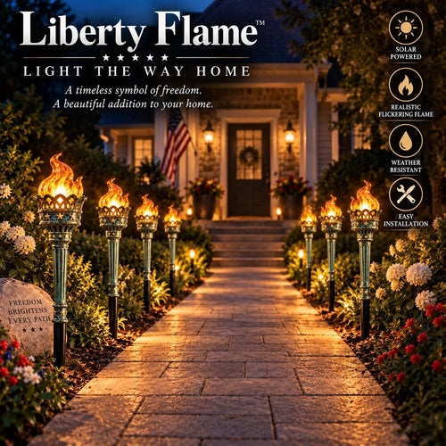 Liberty Flame solar flickering pathway lights