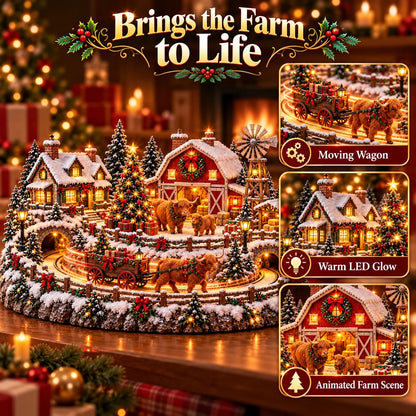 ✨🐮 Lighted Highland Cow Farm Village — Holiday Decor with Warm Lighting