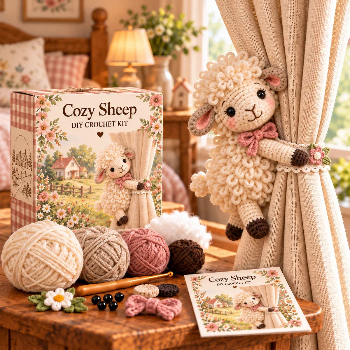 🧶 Crochet Your Own Farm Animal Curtain Tiebacks 🐮🐷🐑
