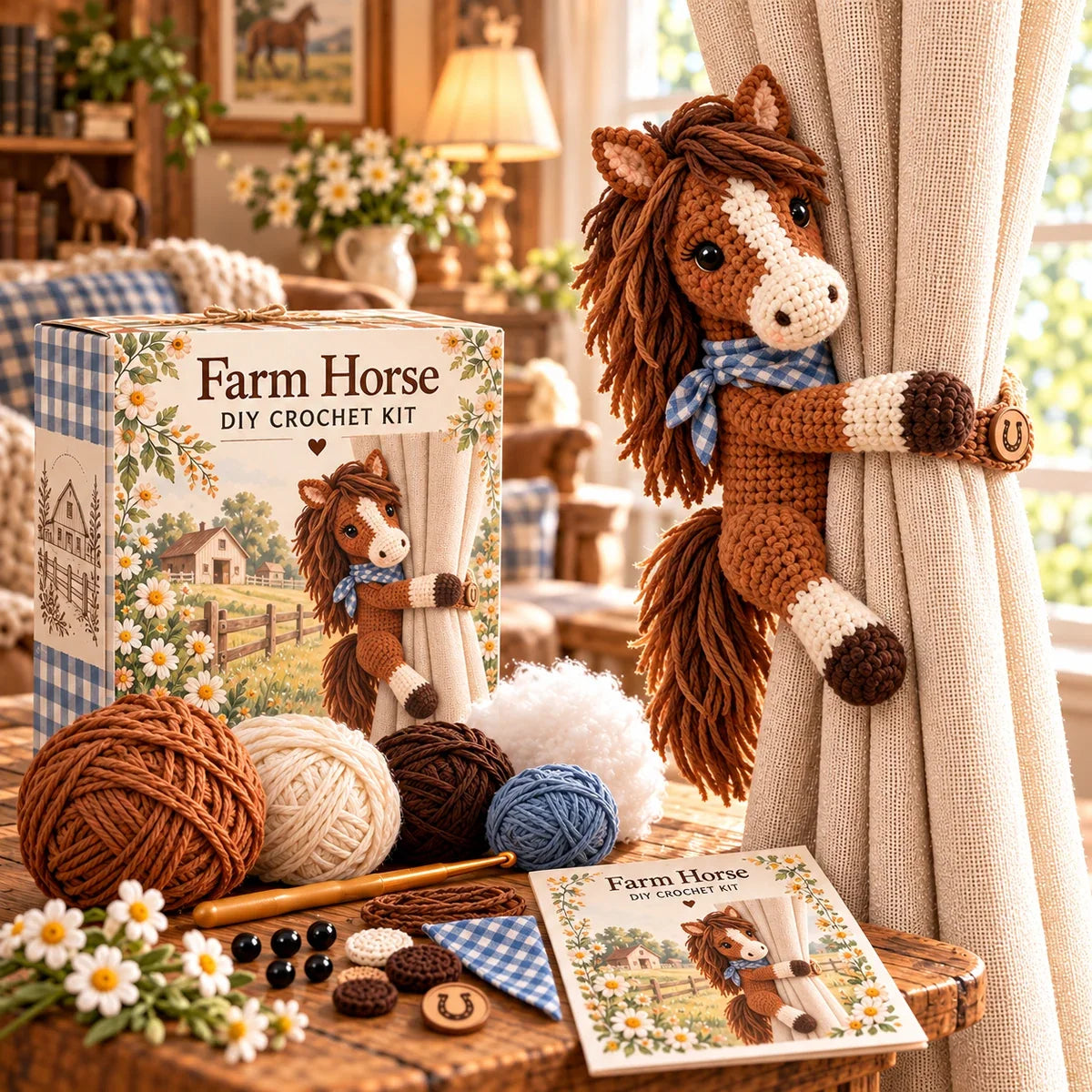 🧶 Crochet Your Own Farm Animal Curtain Tiebacks 🐮🐷🐑