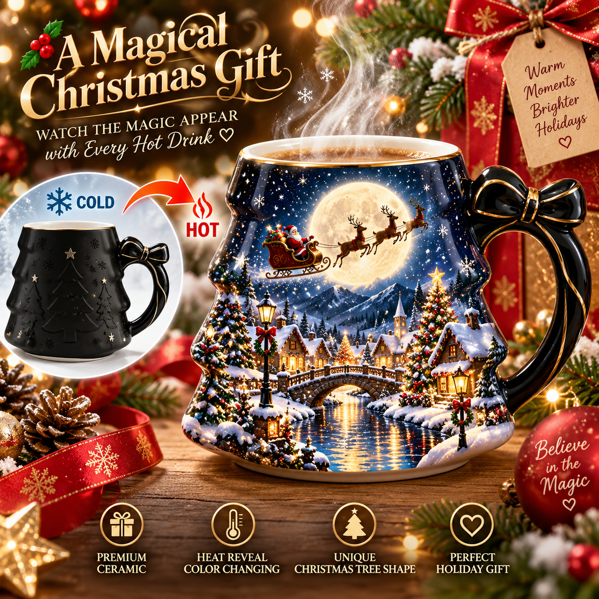 🎄☕ Christmas Magic Reveal™ – Heat Activated Color Changing Mug | A Magical Holiday Surprise 🎁✨
