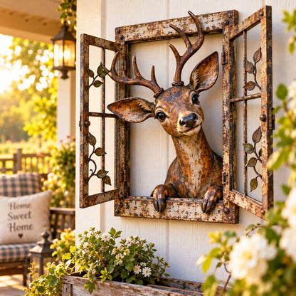 🌿 Who’s Peeking In? | Rustic Woodland Animal Wall Art