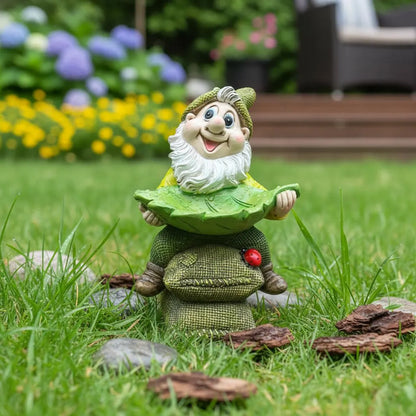 🍃🐦 Garden Gnome Bird Butler™ | Whimsical Leaf Bird Feeder Statue