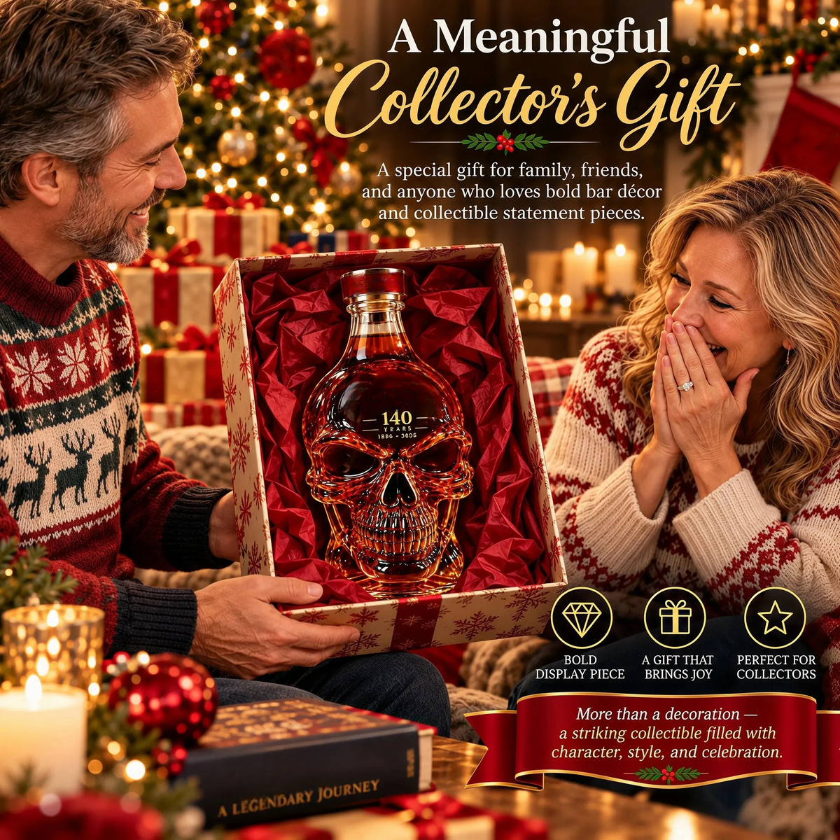 💀🥃 140 Years of Legacy Skull Whiskey Decanter | 1886–2026 Commemorative Edition