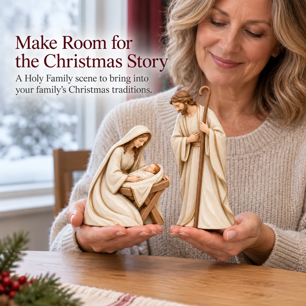 ✨ Bethlehem in Ivory & Gold™ | Holy Family Nativity Set