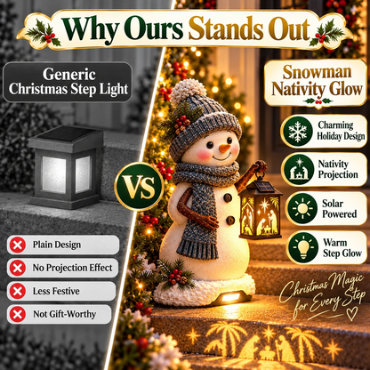 🔥 LAST DAY 49% OFF | ⛄ Snowman by Day, Holy Night by Night | Solar Nativity Projection Light ✨