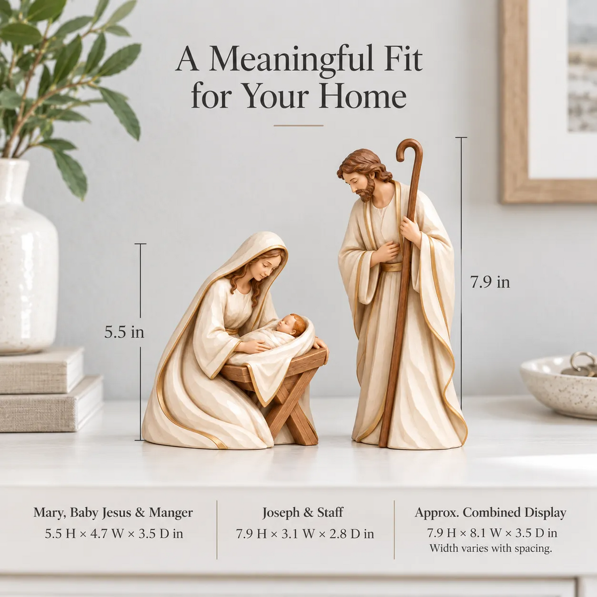 ✨ Bethlehem in Ivory & Gold™ | Holy Family Nativity Set
