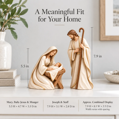 ✨ Bethlehem in Ivory & Gold™ | Holy Family Nativity Set