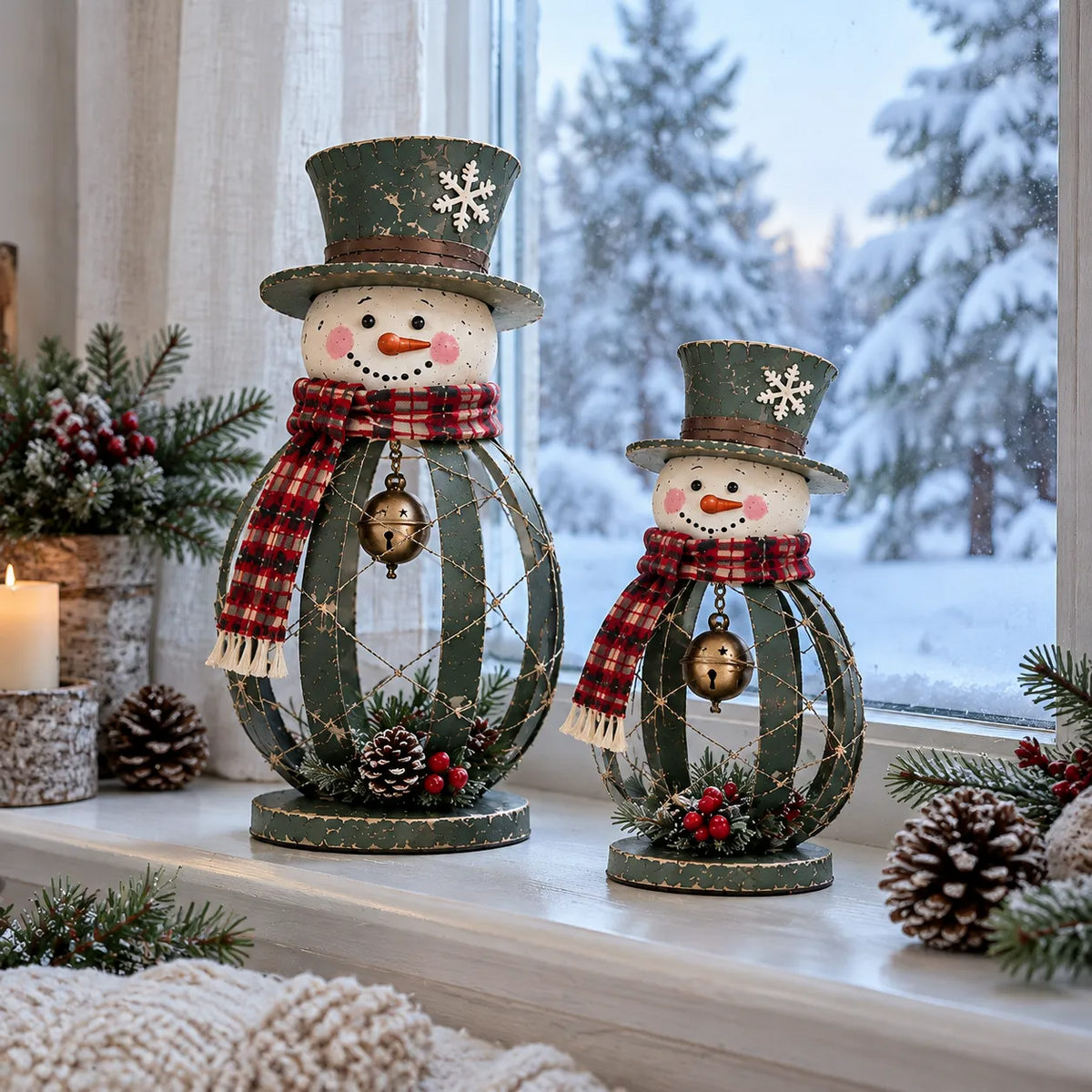 🎄 Winter Welcome Snowmen™ | Lighted Iron Christmas Duo