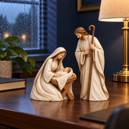 ✨ Bethlehem in Ivory & Gold™ | Holy Family Nativity Set