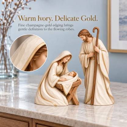 ✨ Bethlehem in Ivory & Gold™ | Holy Family Nativity Set